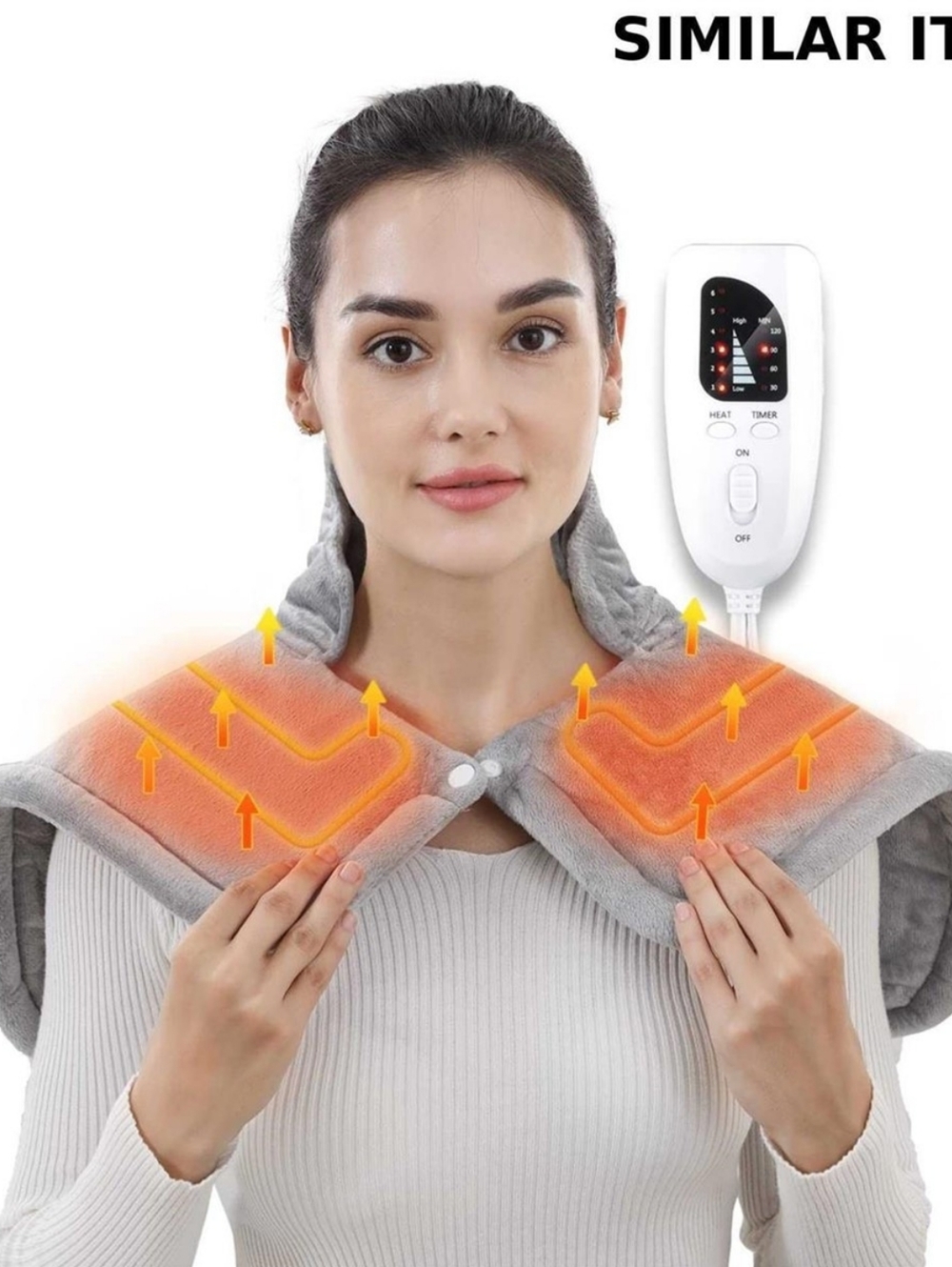 Heating Pad Shoulder & Neck Wrap - Grey Plush Therapy Shawl